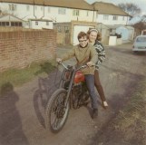 Diane and Ian on first motor bike, c1965