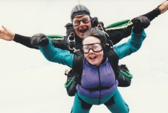 Joan jumping out of a plane 1991