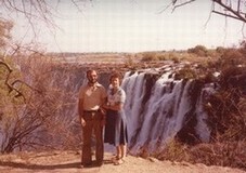 Ian and Joan at Victoria Falls, Zambia 1976