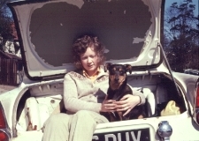 Joan, age 19, in her first car 1971
