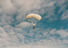 Joan jumping out of a plane 1991